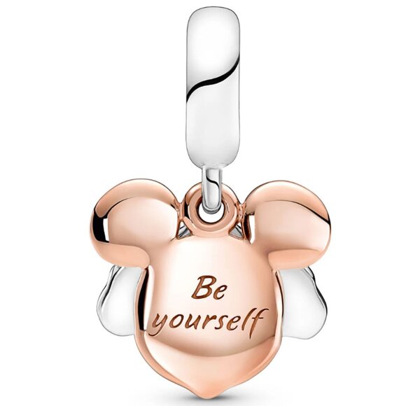 New Pandora S925 Rose Gold Disney Mickey Mouse Double Dangle Charm - Picture 3 of 5